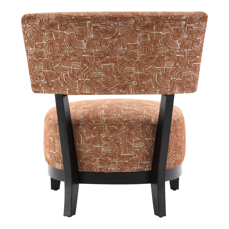 Furniture of America Robi Fabric Abstract Angled Back Accent Chair in Orange