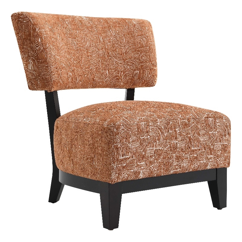 Furniture of America Robi Fabric Abstract Angled Back Accent Chair in Orange