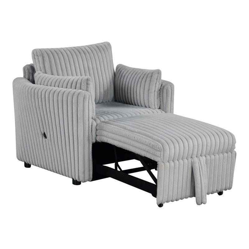 Furniture of America Aneira USBs Fabric Modular Light Gray Pull-Out Chair