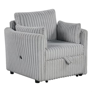 Furniture of America Aneira USBs Fabric Modular Light Gray Pull-Out Chair