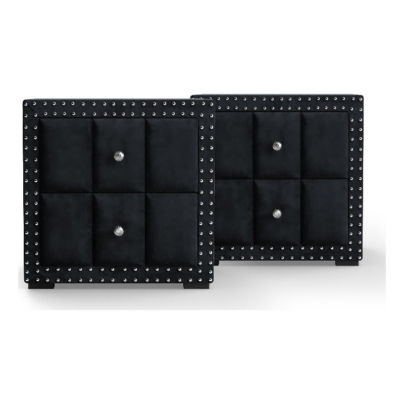 Furniture of America Regan Fabric Upholstered 2-Piece Bedroom Set in Black