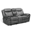FOA Moya Faux Leather Dark Gray 2-Piece Manual Reclining Sofa Set