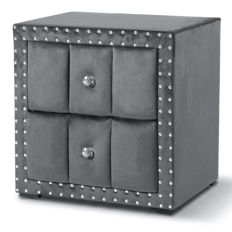 Furniture of America Regan Fabric Upholstered 2-Piece Bedroom Set in Gray