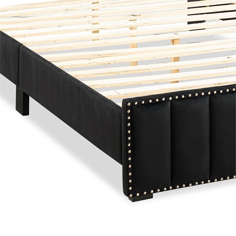 Furniture of America Regan Fabric Storage Queen Bed with LED and USB in Black