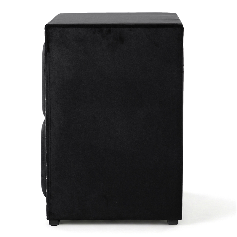 Furniture of America Regan Fabric Upholstered 2-Drawer Nightstand in Black
