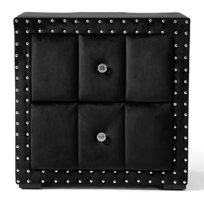 Furniture of America Regan Fabric Upholstered 2-Drawer Nightstand in Black