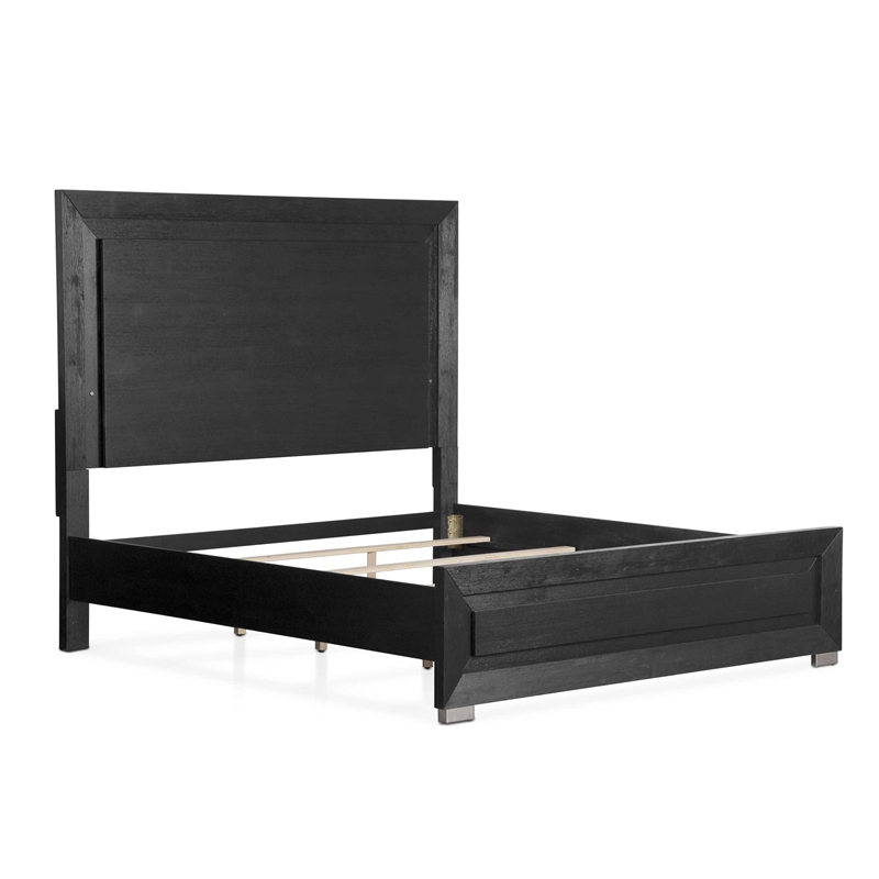 Furniture of America Lyle Solid Wood King 6-Piece Bedroom Set in Black
