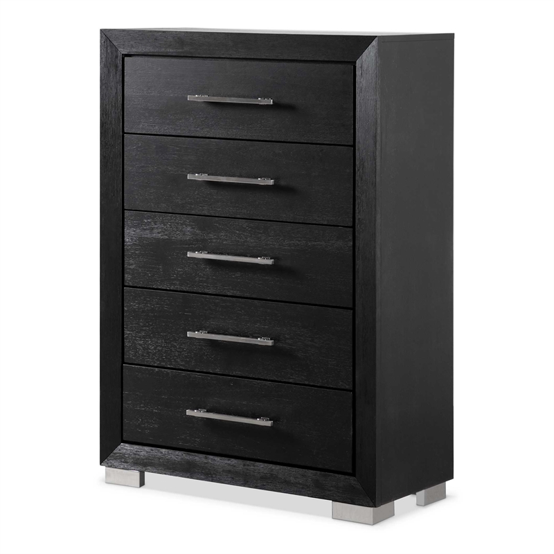 Furniture of America Lyle Solid Wood King 6-Piece Bedroom Set in Black