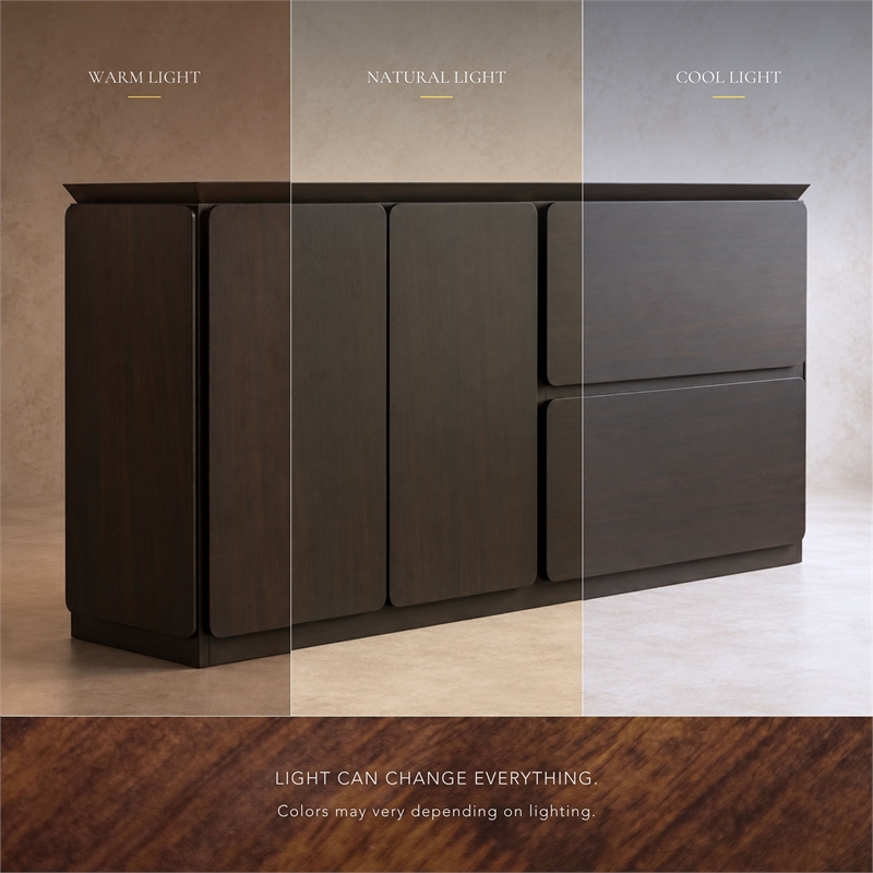 Furniture of America Nazaen Solid Wood Multi-Storage Server in Black