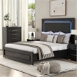 Furniture of America Lyle Solid Wood Queen Panel Bed with LED Headboard in Black