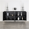 Furniture of America Meinter Wood Stainless Steel Door Panel Server in Black