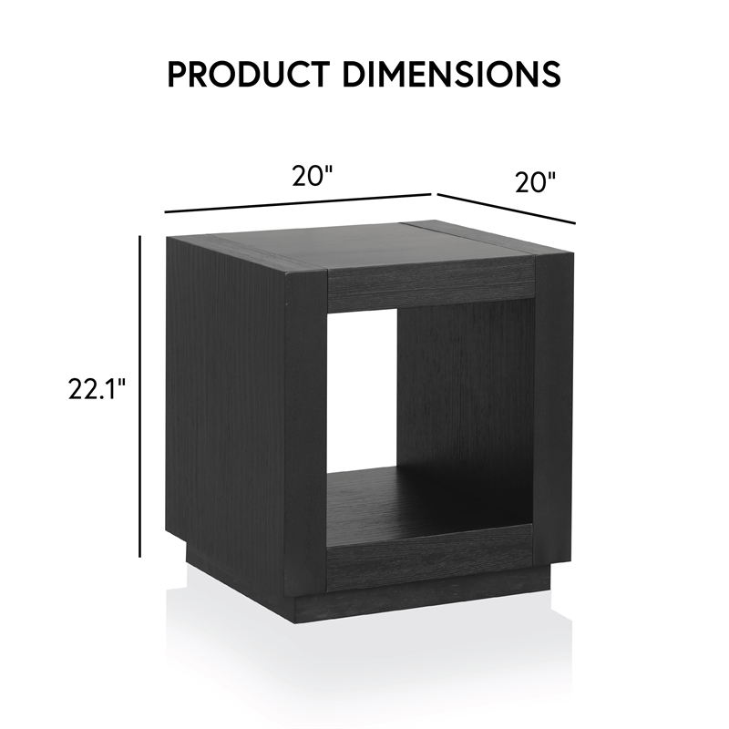 Furniture of America Mitta Solid Wood Storage Plinthe Base End Table in Black