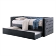 Furniture of America Elazar Wood Tufted Twin Daybed with Trundle in Gray