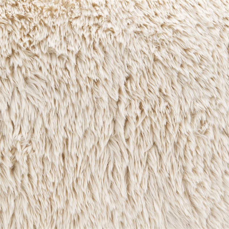 Furniture of America Grizzly Fabric Long-Pile Shaggy Plush Loveseat in Beige