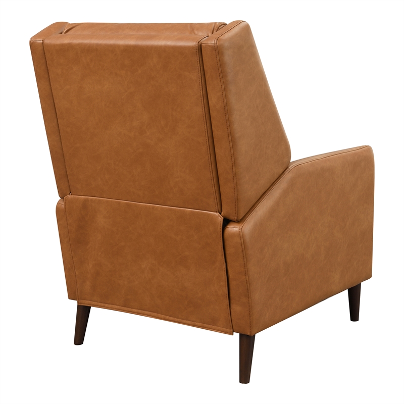 Furniture of America Vella Faux Leather Pushback Manual Recliner in Brown
