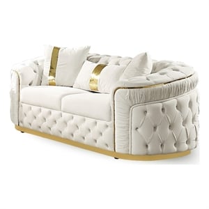 Furniture of America Elbrook Fabric Slope Curved Arm Loveseat in Beige