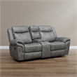 Furniture of America Moya Faux Leather Manual Glider Loveseat in Warm Gray