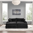 Furniture of America Ophelia Fabric Double Chaise Sofa with USB Ports in Black