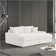 Furniture of America Ophelia Fabric Double Chaise Sofa with USB Ports in White