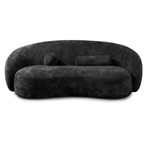 Furniture of America Sylin Chenille and Wood Sculpted Silhouette Sofa in Black