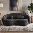Furniture of America Sylin Chenille and Wood Sculpted Silhouette Sofa in Black