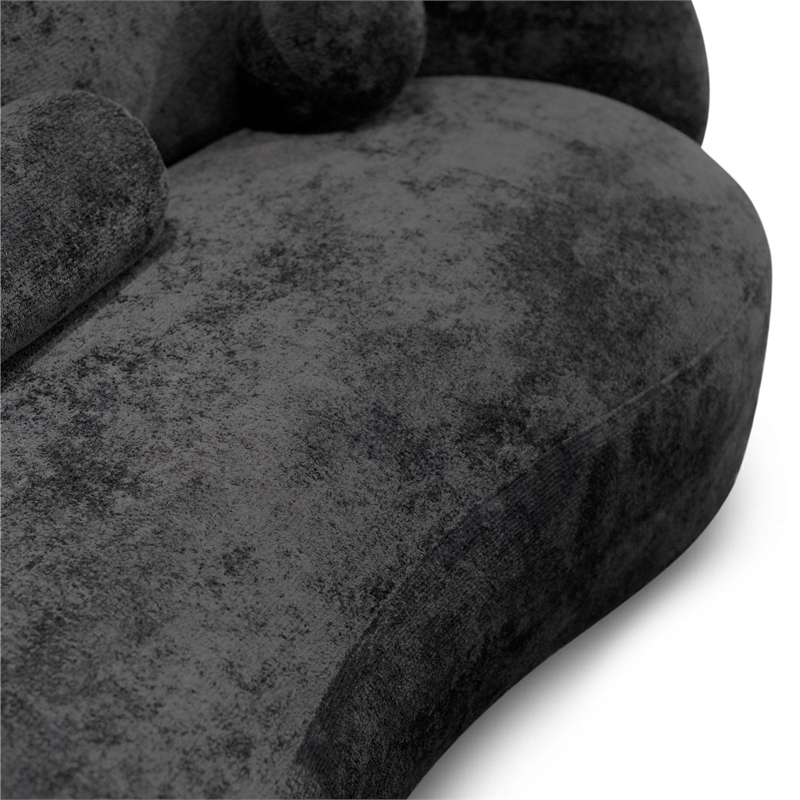 Furniture of America Sylin Chenille and Wood Sculpted Silhouette Sofa in Black