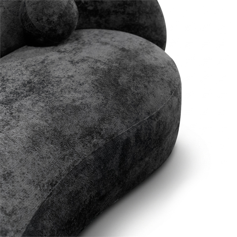 Furniture of America Sylin Chenille and Wood Sculpted Silhouette Sofa in Black
