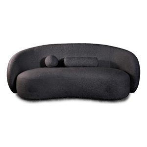 Furniture of America Sylin Chenille and Wood Sculpted Silhouette Sofa in Black