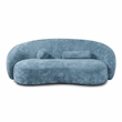 Furniture of America Sylin Chenille and Wood Sculpted Silhouette Sofa in Blue