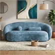 Furniture of America Sylin Chenille and Wood Sculpted Silhouette Sofa in Blue
