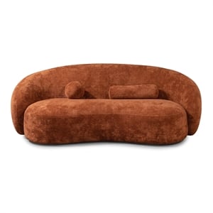 Furniture of America Sylin Chenille and Wood Sculpted Silhouette Sofa in Brown