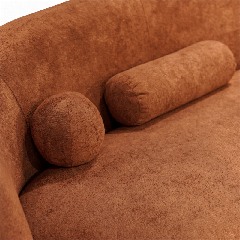 Furniture of America Sylin Chenille and Wood Sculpted Silhouette Sofa in Brown
