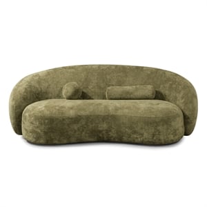 Furniture of America Sylin Chenille and Wood Sculpted Silhouette Sofa in Green