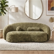 Furniture of America Sylin Chenille and Wood Sculpted Silhouette Sofa in Green