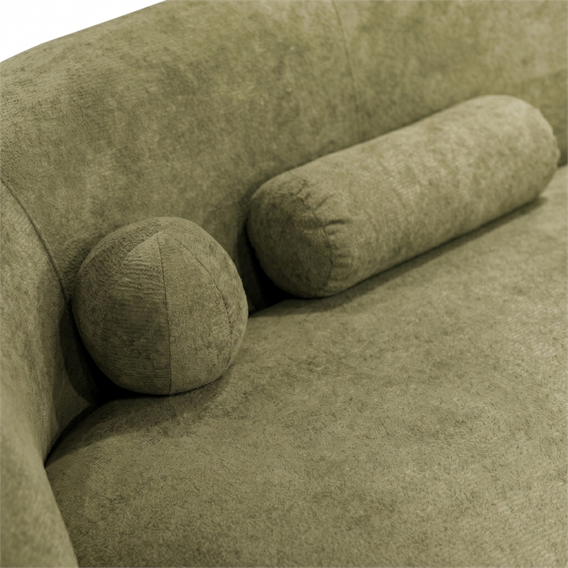 Furniture of America Sylin Chenille and Wood Sculpted Silhouette Sofa in Green