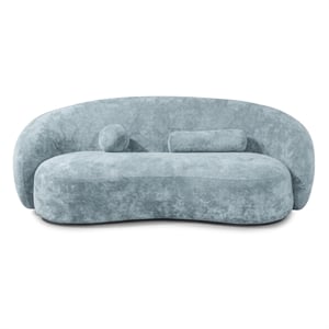 Furniture of America Sylin Chenille and Wood Sculpted Silhouette Sofa in Blue
