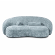 Furniture of America Sylin Chenille and Wood Sculpted Silhouette Sofa in Blue