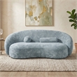 Furniture of America Sylin Chenille and Wood Sculpted Silhouette Sofa in Blue