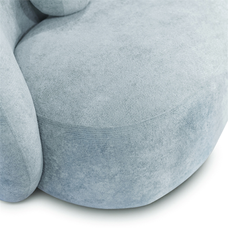 Furniture of America Sylin Chenille and Wood Sculpted Silhouette Sofa in Blue