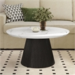 Furniture of America Coraly Faux Marble Top and Wood Round Coffee Table in Black