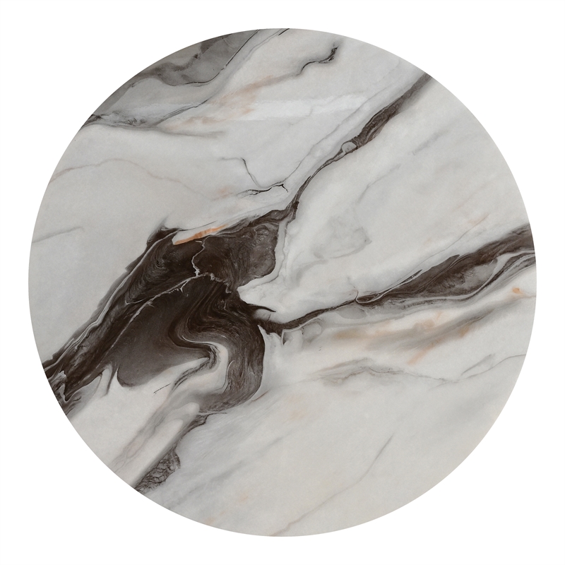 Furniture of America Mirena Wood and Faux Marble Top Round Coffee Table in Black
