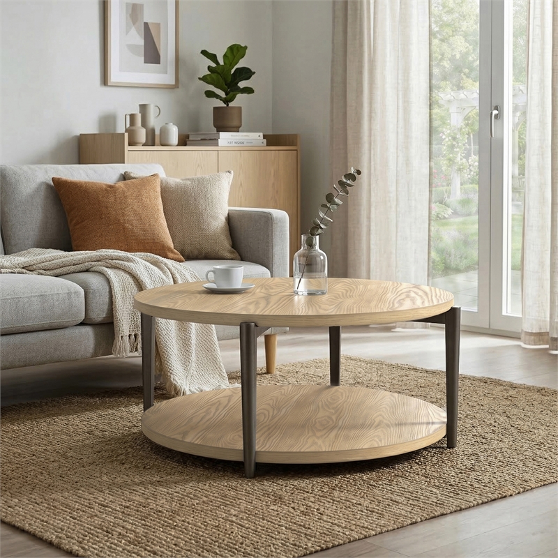 Furniture of America Onos Solid Wood Storage Coffee Table with Casters in Brown