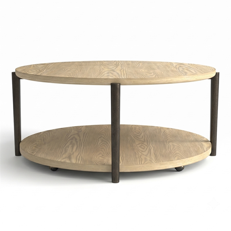 Furniture of America Onos Solid Wood Storage Coffee Table with Casters in Brown