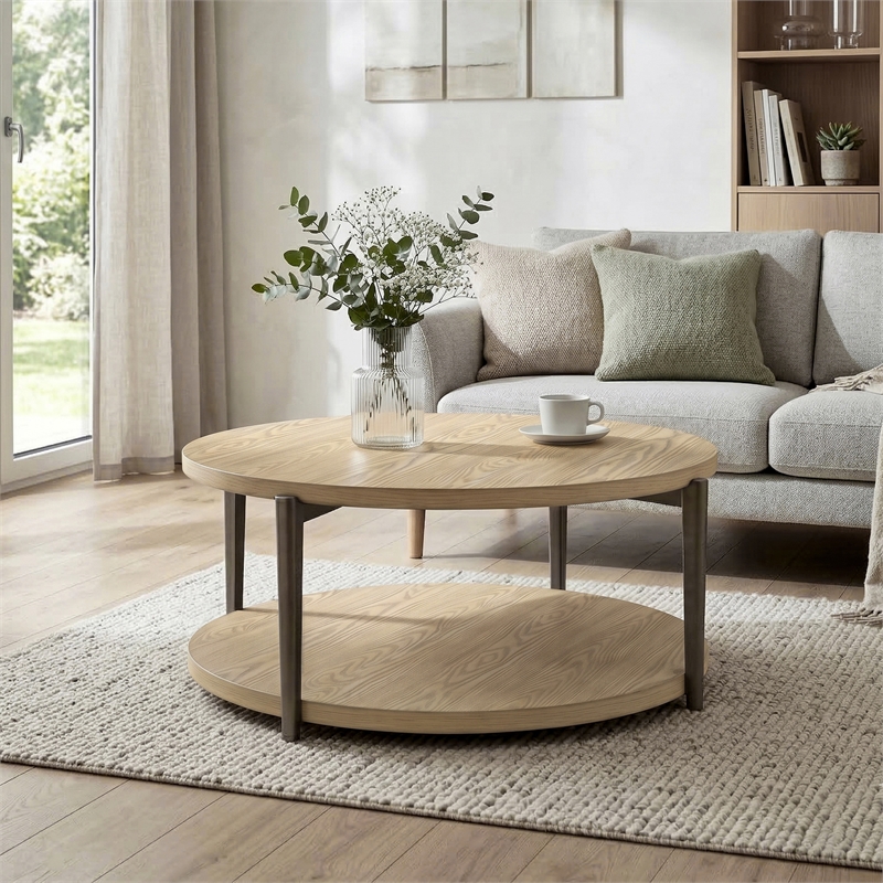 Furniture of America Onos Solid Wood Storage Coffee Table with Casters in Brown