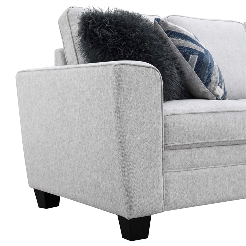 Furniture of America Emeria Chenille Soft Tapered Arm Sofa in Light Gray