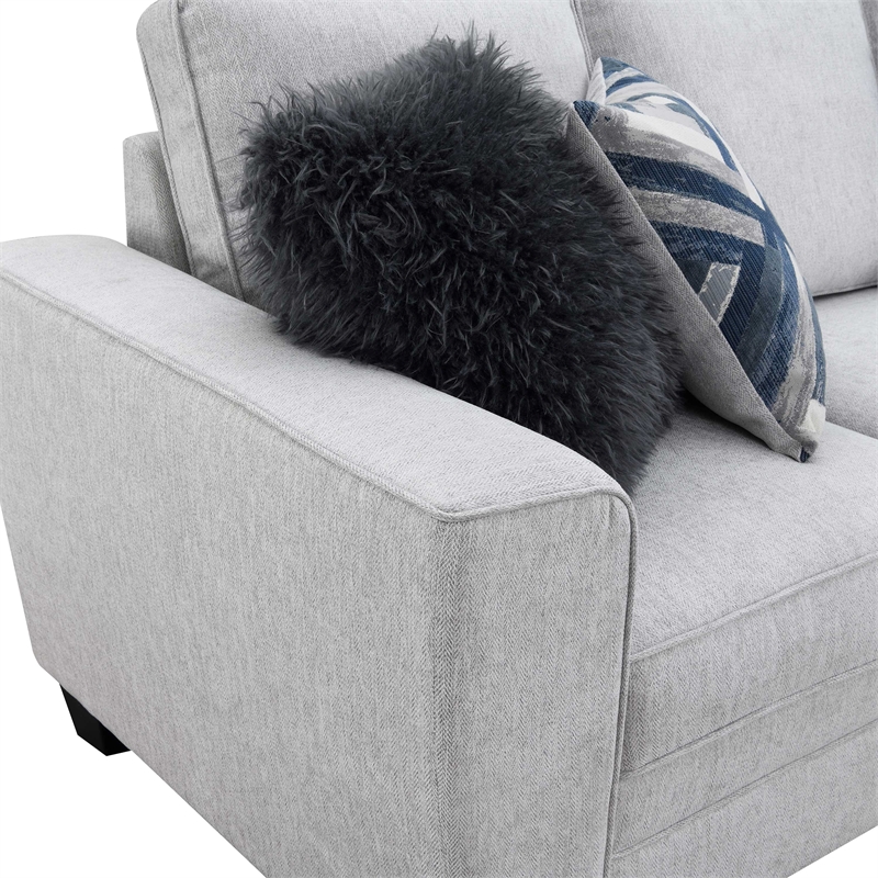 Furniture of America Emeria Chenille Soft Tapered Arm Sofa in Light Gray