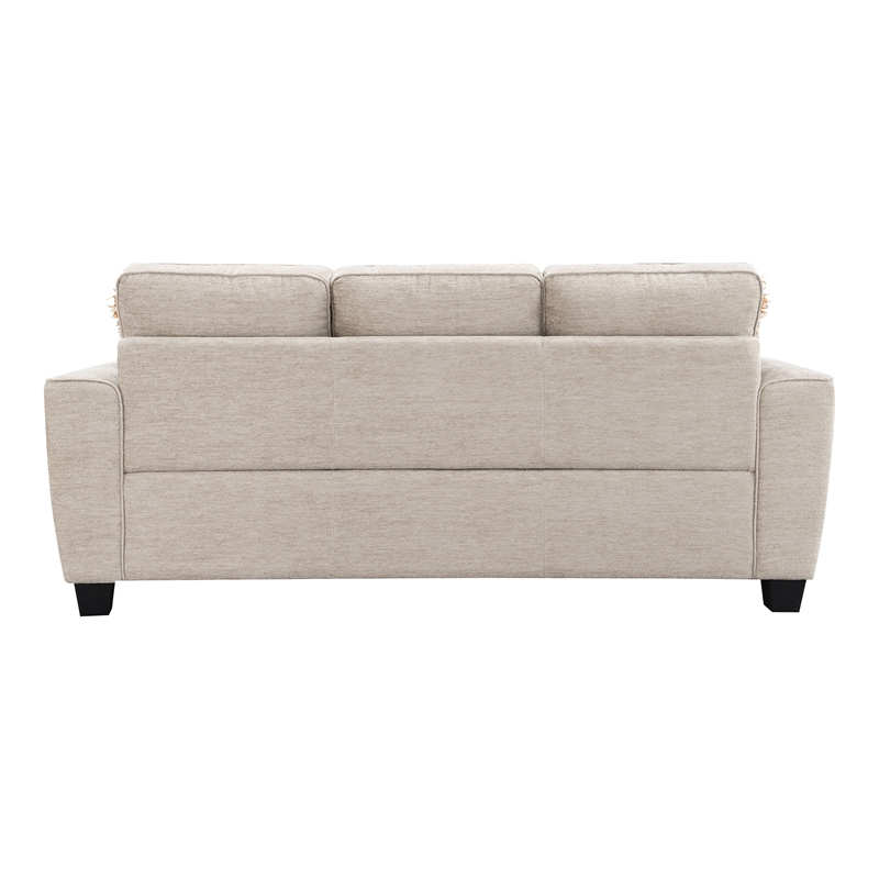 Furniture of America Emeria Chenille Soft Tapered Arm Sofa in Taupe