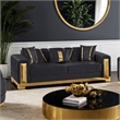 Furniture of America Afra Fabric Soft Curved Track Arms Sofa in Black