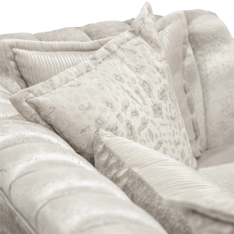 Furniture of America Ranera Fabric Flare Channeled Arms Sofa in Beige