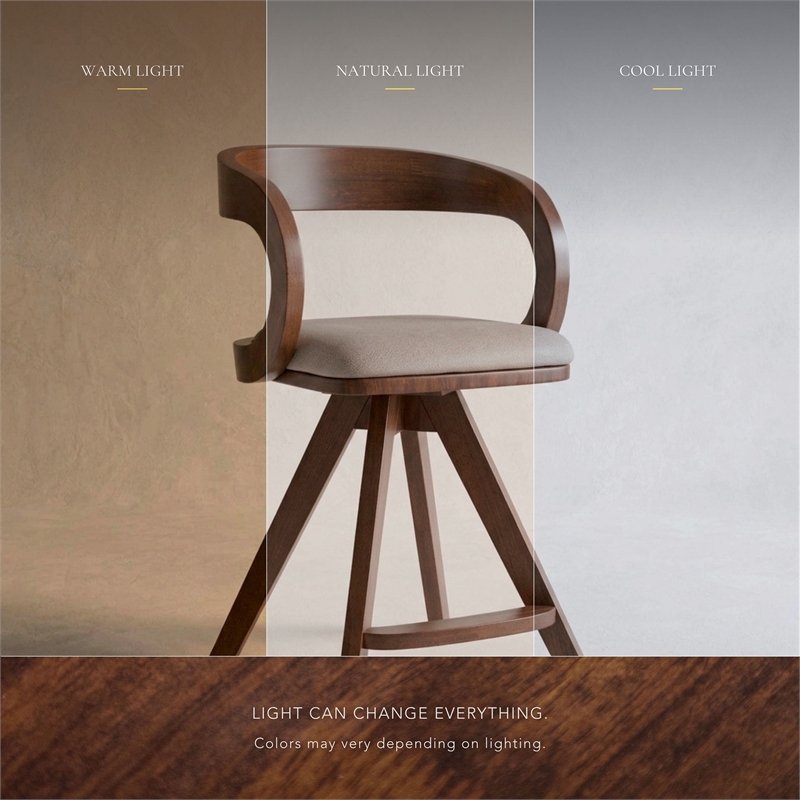 Furniture of America Nazaen Wood Barrel Back Counter Stools in Walnut (Set of 2)